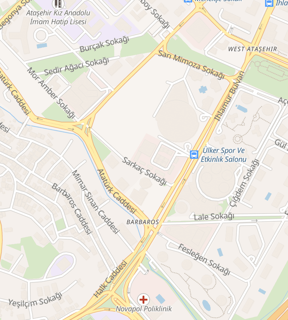 Klinik konumu haritası — Barbaros Mah, Sarkaç Sok, Ataşehir / İstanbul